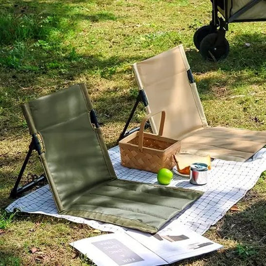 Chaise-de-camping-vert-et-beige 