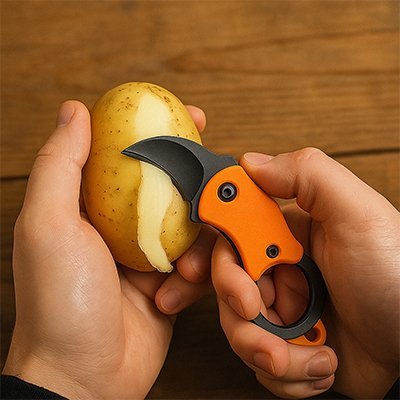 Couteau-de-survie-orange-en-utilisation