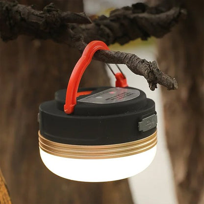 Lampe camping sur une branche