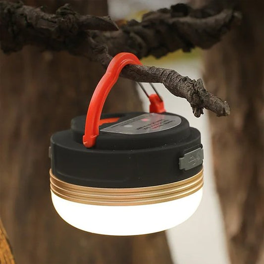 Lampe camping sur une branche