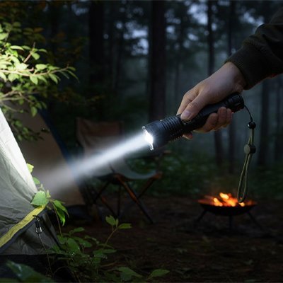 Lampe de poche dans le noir
