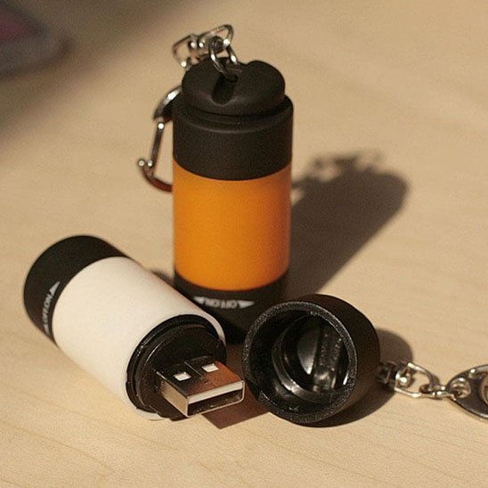 Lampe de poche rechargeable blanc et orange