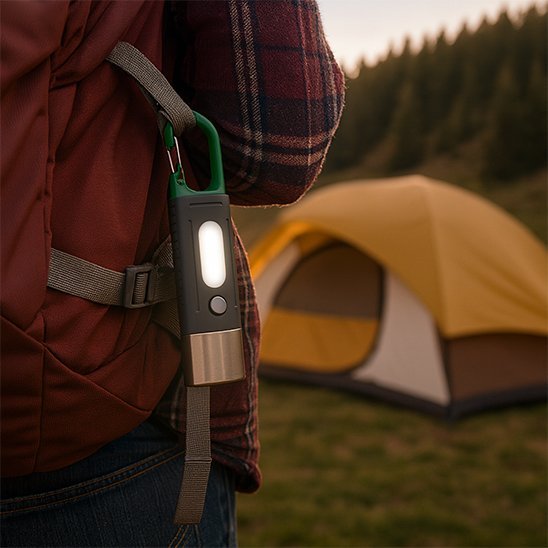 Lampe de poche rechargeable​ sur sac a dos