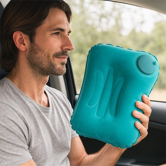 Oreiller de voyage​ bleu en auto