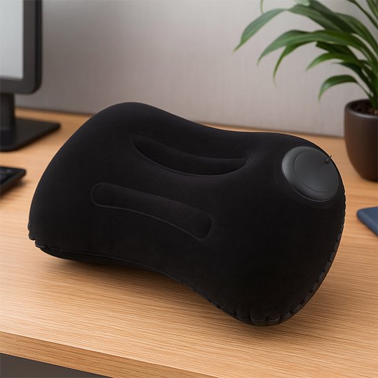 Oreiller de voyage​ noir au bureau