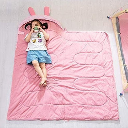 Sac-de-couchage-enfant-rose-ouvert