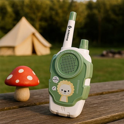 Talkie walkie enfant vert sur table de camping